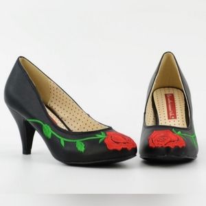 *In Search Of* B.A.I.T. Harmoni Black Rose Heels Size 7 (Good or New Condition)